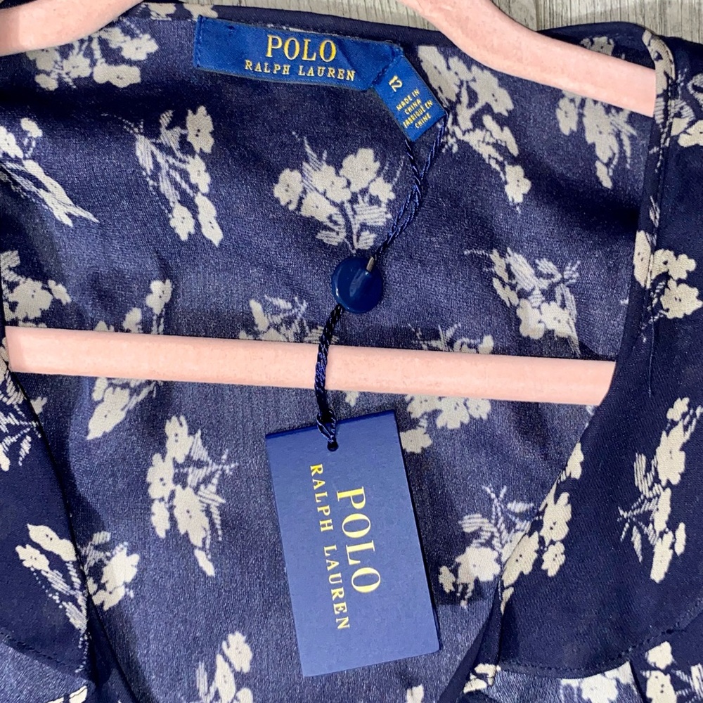 Polo by Ralph Lauren Blue Smocked Midi Sundress with layered Sleeves - Picture 5 of 6